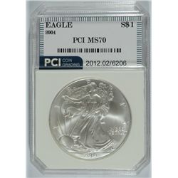 2004 AMERICAN SILVER EAGLE, PCI MS-70!