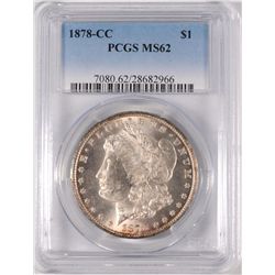 1878-CC MORGAN SILVER DOLLAR, PCGS MS-62