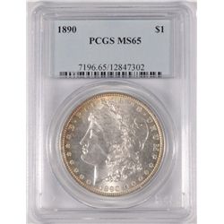 1890 MORGAN DOLLAR PCGS MS 65 GEM