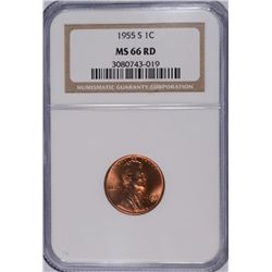 1955-S LINCOLN CENT NGC MS-66 RD