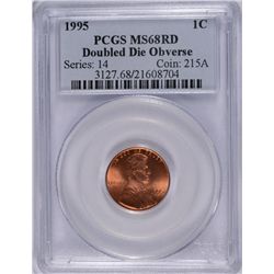 1955 DDO LINCOLN CENT PCGS MS-68 RD (VERY HIGH GRADE FOR A BUSSINESS STRIKE)
