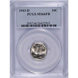 1943-D MERCURY DIME PCGS MS-66 FB