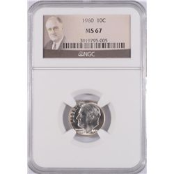 1960 ROOSEVELT DIME, NGC MS-67