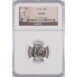 1960 ROOSEVELT DIME, NGC MS-67