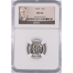 1963 ROOSEVELT DIME, NGC MS-66