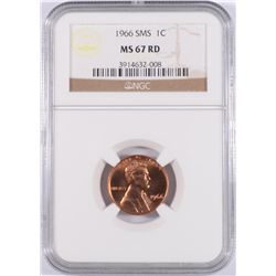 1966 SMS LINCOLN CENT, NGC MS-67 RED