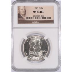 1954 FRANKLIN HALF DOLLAR, NGC MS-64 FBL