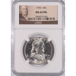 1955 FRANKLIN HALF DOLLAR, NGC MS-64 FBL