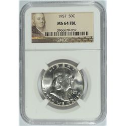 1957 FRANKLIN HALF DOLLAR, NGC MS-64 FBL