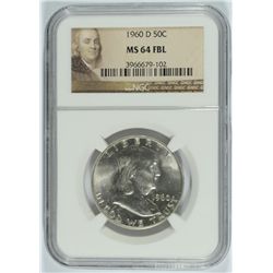 1960-D FRANKLIN HALF DOLLAR, NGC MS-64 FBL