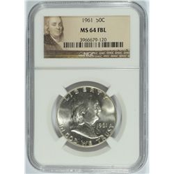 1961 FRANKLIN HALF DOLLAR, NGC MS-64 FBL  RARE!!!