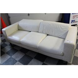 DECORO TAN LEATHER 3 SEAT SOFA AND MATCHING ARM CHAIR