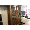 Image 1 : ANTIQUE DARK OAK DOUBLE GLASS DOOR CABINET