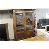 Image 2 : ANTIQUE DARK OAK DOUBLE GLASS DOOR CABINET