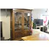 Image 3 : ANTIQUE DARK OAK DOUBLE GLASS DOOR CABINET