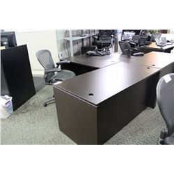 DARK MAHOGANY L-SHAPED EXECUTIVE DESK