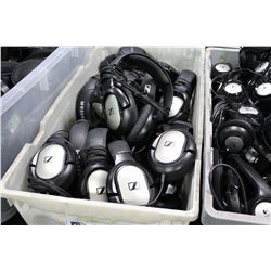 LARGE BIN OF SENNHEISER HD201 STEREO HEADPHONES