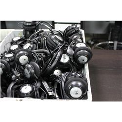 LARGE BIN OF LOGITECH STEREO HEADPHONES