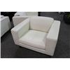 Image 2 : DECORO TAN LEATHER 3 SEAT SOFA AND MATCHING ARM CHAIR
