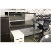 Image 2 : DARK MAHOGANY ADJUSTABLE HEIGHT PROGRAMMER'S STATION WITH OVERSHELF