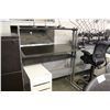 Image 2 : DARK MAHOGANY ADJUSTABLE HEIGHT PROGRAMMER'S STATION WITH OVERSHELF