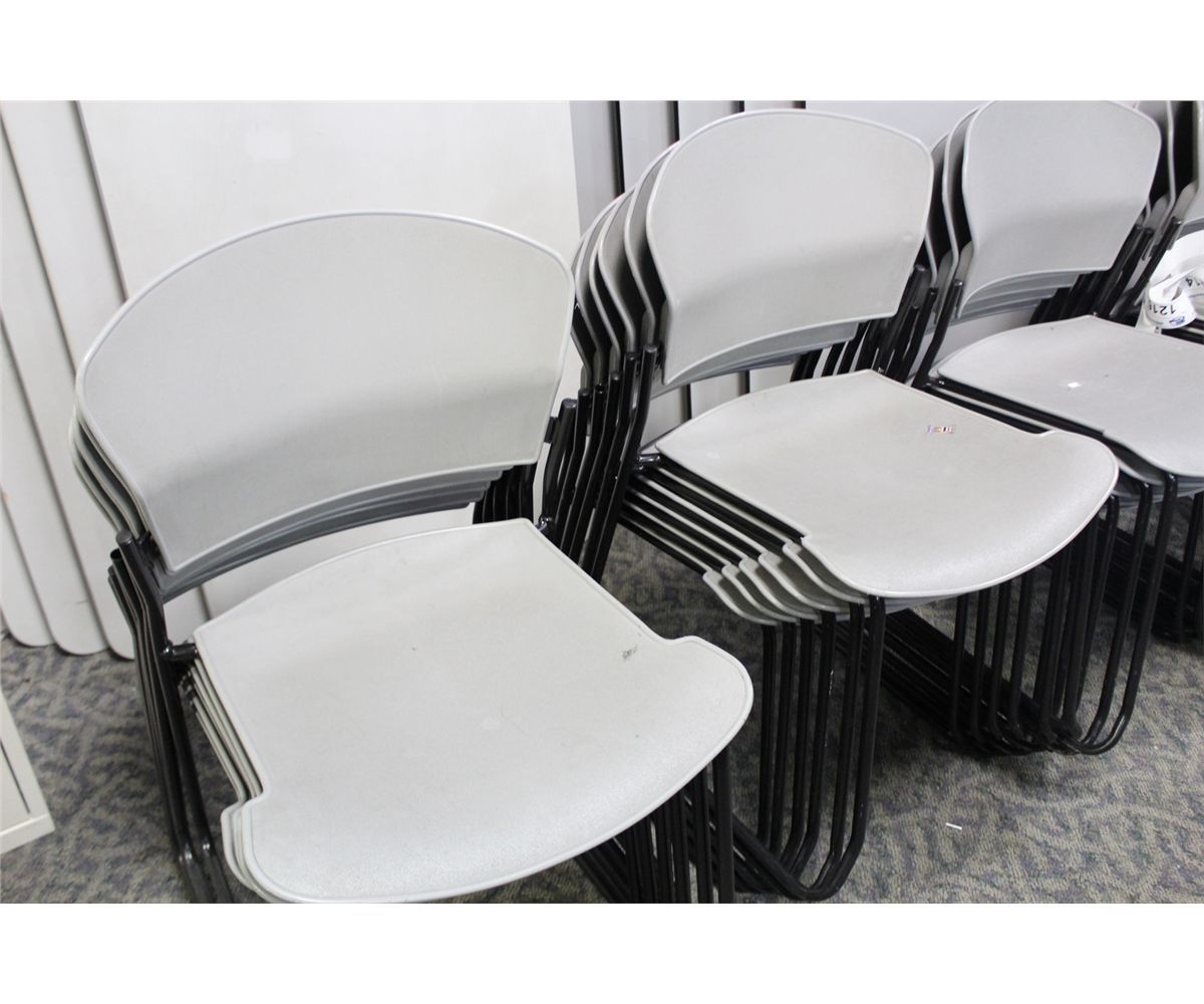 LIGHT GREY HEAVY DUTY PLASTIC STACKING CHAIR
