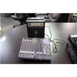 MACKIE 1202 VLZPRO 12 CHANNEL MIC/LINE MIXER AND ONE FINE LITTLE AMP