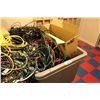 Image 2 : LARGE ROLLING BIN FULL OF COMPUTER AND AV CABLES, KEYBOARDS AND MORE.....
