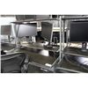 Image 3 : DARK MAHOGANY ADJUSTABLE HEIGHT PROGRAMMER'S STATION WITH OVERSHELF