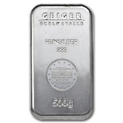 500 gram Geiger 'Security Line' Silver Bar .999 Fine
