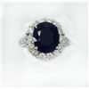Image 1 : BLUE SAPPHIRE OVAL 4.57CT, GLS 9350  14K W/G RING 6.79GRAM / DIAMOND RD 1.12CT