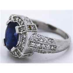 Blue Sapphire  2.95 ctwct w/ Diamond Ring