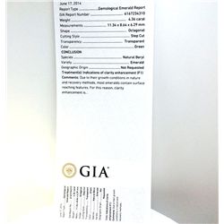 GIA  Emerald 4.36ct Octagonal