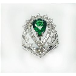 14K W/G RING 5.70GRAM DIAMOND 0.62CT / EMERALD  2.31CT