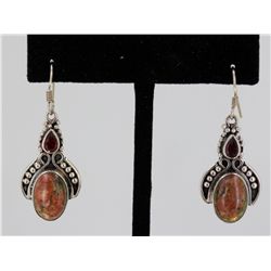 Sterling Silver .925 Vintage Pink Gem Stone Earrings