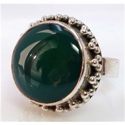 Sterling Silver .925 Green Agate Ring