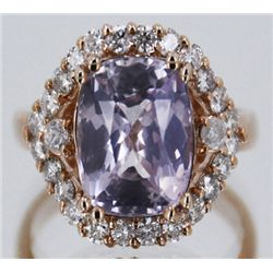 Padparadscha Sapphire  6.66 ctw Diamond Ring 14KRose Gold