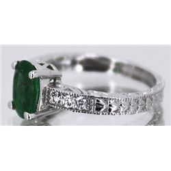 Emerald  1.03 ctw  Diamond Ring 14KW