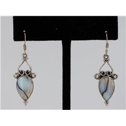 Sterling Silver .925 Light Blue Gem Earrings