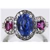 Image 1 : Ceylon Blue Sapphire  4.58 ctw & Pink Sapphire Diamond Ring 14KW