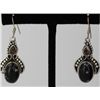 Image 1 : Sterling Silver .925 Vintage Black Gem Earrings