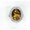 Image 1 : CHAMPAGNE COLOR TOURMALINE OVAL 4.95CT,  14K W/G RING 5.43GRAM / DIAMOND 0.64CT