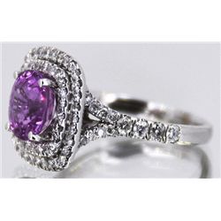 Ceylon Pink Sapphire  2.81 ctw Diamond Ring 14KW