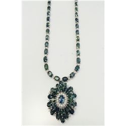 Elegant Design 78.00 ctw Green Sapphire Diamond Necklace 18KWG