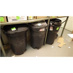 4 GARBAGE PAILS WITH WHEELS