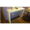 Image 4 : WHITE SHELF UNIT WITH SMALL BLACK BOARD WITH METAL PEDISTAL STAND