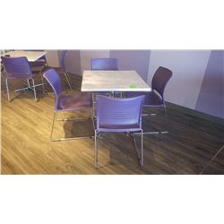 30" X 30" SQUARE PEDISTAL TABLE AND 4 CHAIRS