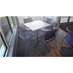 30" X 30" SQUARE PEDISTAL TABLE AND 4 CHAIRS