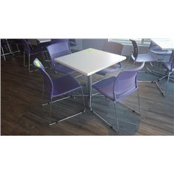 30" X 30" SQUARE PEDISTAL TABLE AND 4 CHAIRS