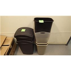 7 ASSORTED GARBAGE PAILS